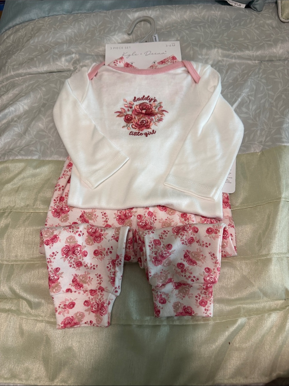 Kyle + Deena 3-Piece Baby Pant Set - White & Pink Floral